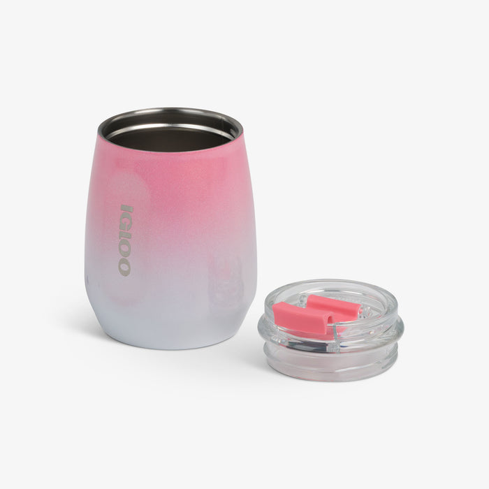 Lid Off View | 10 Oz Wine Tumbler::Gradient Pink::Cold/hot compatible