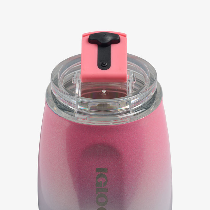 Lid Open View | 10 Oz Wine Tumbler::Gradient Pink::