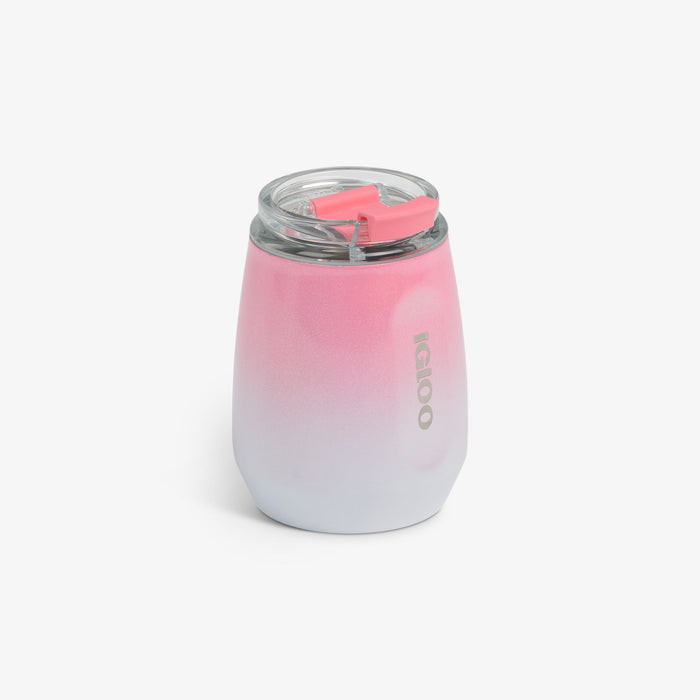 Angle View | 10 Oz Wine Tumbler::Gradient Pink::
