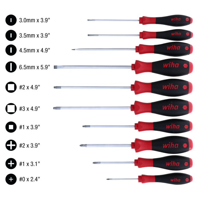 10 Piece SoftFinish Phillips and Square Screwdriver Set