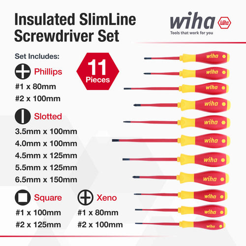 11 Piece Insulated SlimLine Screwdriver Set