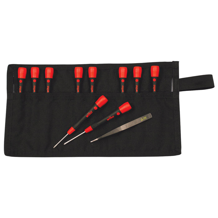 11 Piece PicoFinish Precision Screwdriver and Tweezers Smartphone Technician Set with Roll Pouch