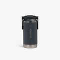 Front View | 12 Oz Flip ‘n’ Sip Tumbler::Carbonite::Fits in standard cup holders