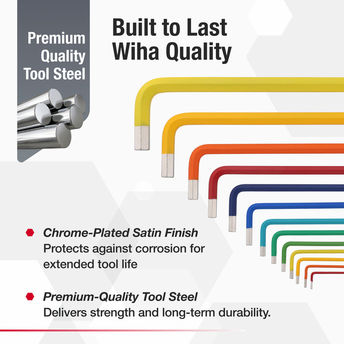 13 Piece Ball End Color Coded Hex L-Key Set - Inch