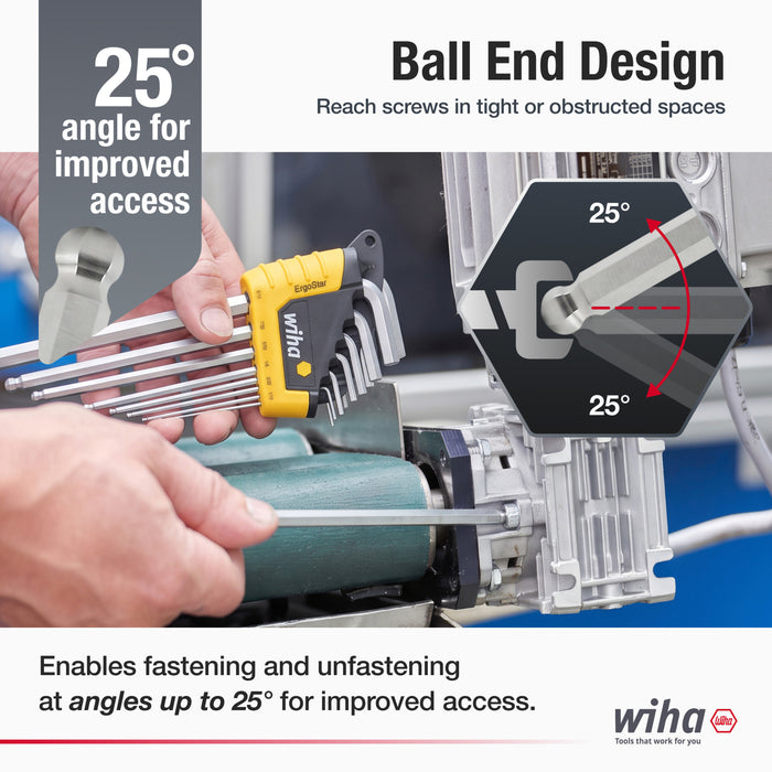 13 Piece ErgoStar Ball End Hex L-Key Set - Inch