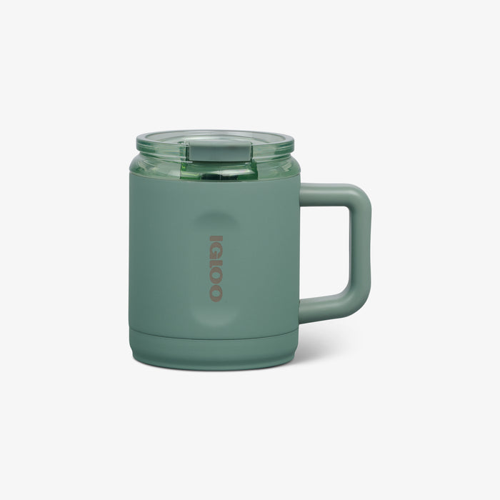 Front View | 15 Oz Ceramic-Lined Coffee Mug::Sage::Double-wall, vacuum-insulated