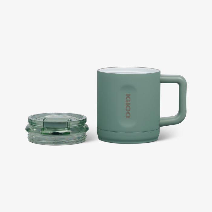 Lid Off View | 15 Oz Ceramic-Lined Coffee Mug::Sage::Stainless steel w/ceramic lining