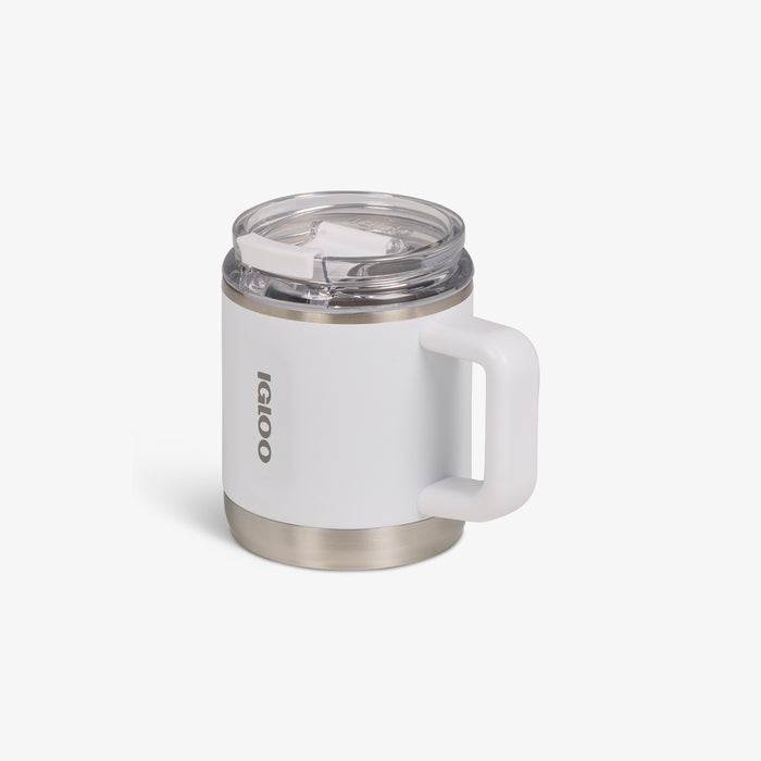 Angle View | 15 Oz Coffee Mug::White::No-look-sip indicator