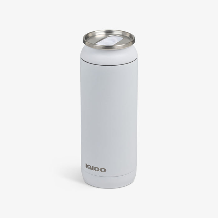 Angle View | 16 Oz Can::White::Sliding mouth-opening tab