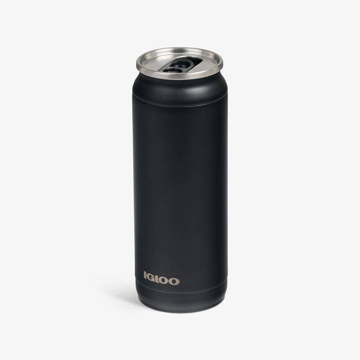 Angle View | 16 Oz Can::Black::Sliding mouth-opening tab