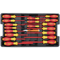 19 Piece Insulated SoftFinish Screwdriver and Cat III Voltage Detector Set with Toolbox Tray