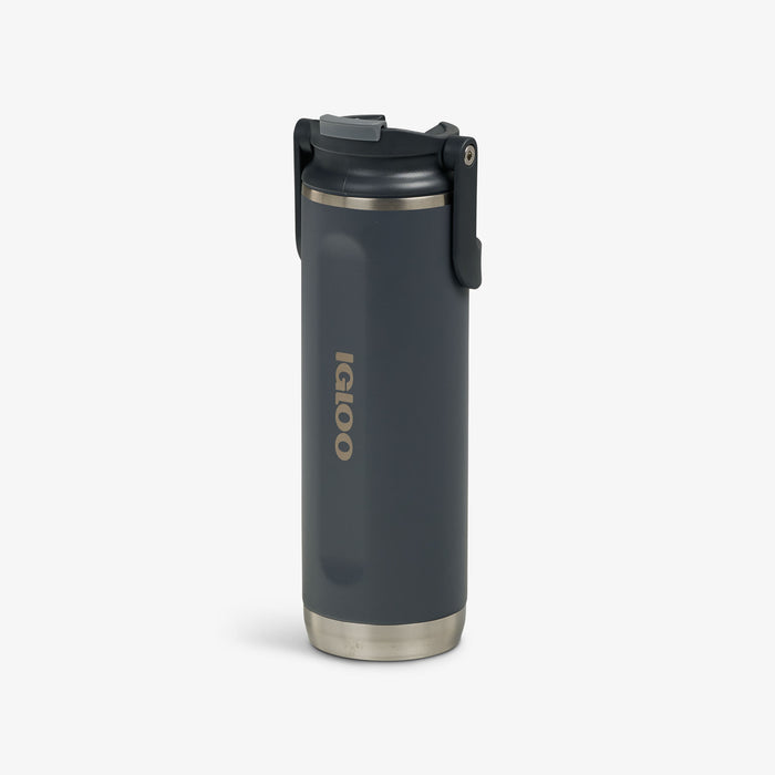 Angle View | 20 Oz Flip ‘n’ Sip Tumbler::Carbonite::No-look-sip indicator