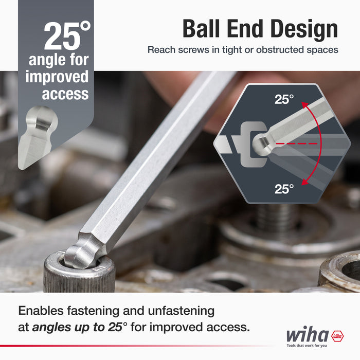 22 Piece Ball End Hex L-Key Set - Inch - Metric
