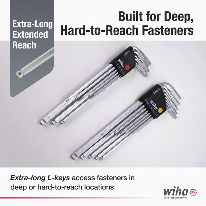 22 Piece Ball End Hex L-Key Set - Inch - Metric