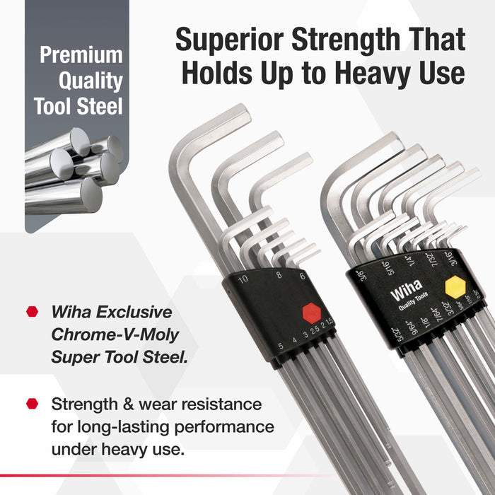 22 Piece Ball End Hex L-Key Set - Inch - Metric