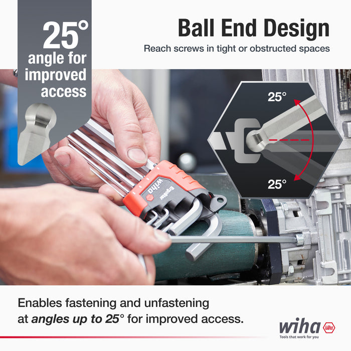 22 Piece ErgoStar Ball End Hex L-Key Set - Inch, Metric