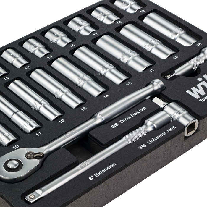 25 Piece 1/4" Drive Professional Standard and Deep Socket Tray Set - SAE