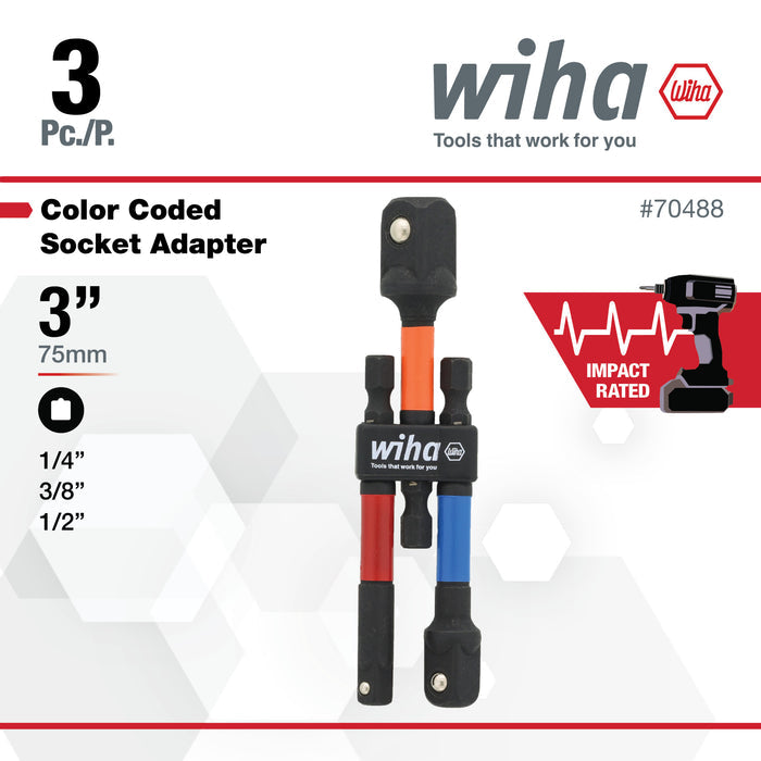3 Piece Color Coded Socket Adapters