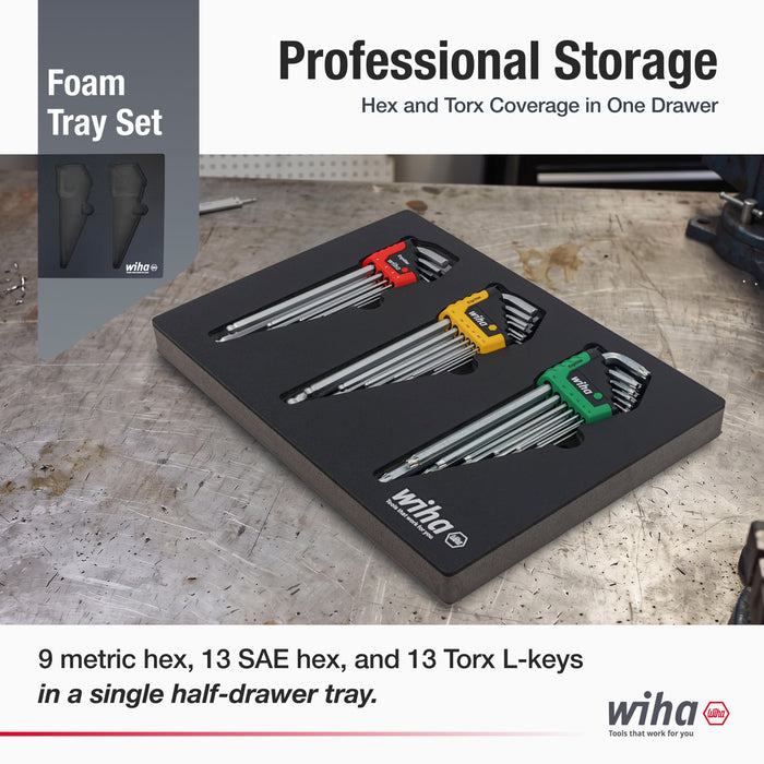 35 Piece ErgoStar L-Key Tray Set - Hex Metric, Hex SAE, Torx