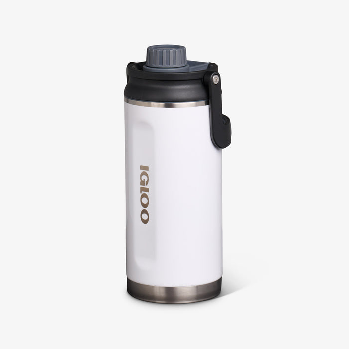 Angle View | 36 Oz Twist ‘n’ Chug Bottle::Gloss White::No-look-sip indicator