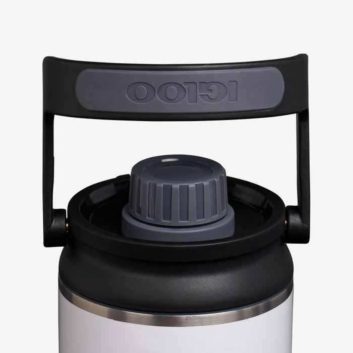 Lid View | 36 Oz Twist ‘n’ Chug Bottle::Gloss White::1/4 turn chugger cap
