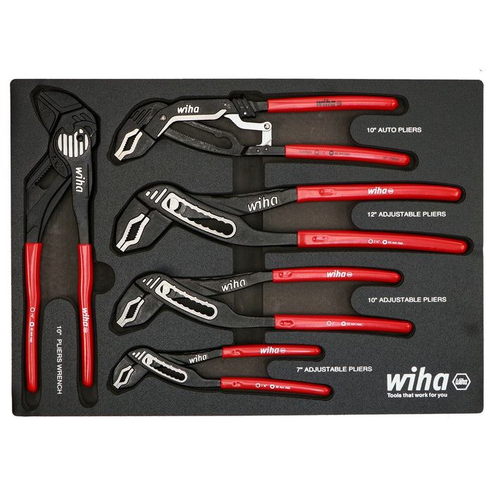 5 Piece Classic Grip V-Jaw Tongue and Groove Pliers Tray Set