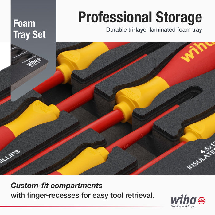 5 Piece Insulated SoftFinish Cushion Grip Screwdriver Tray Set