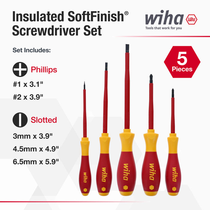 5 Piece Insulated SoftFinish Screwdriver Set