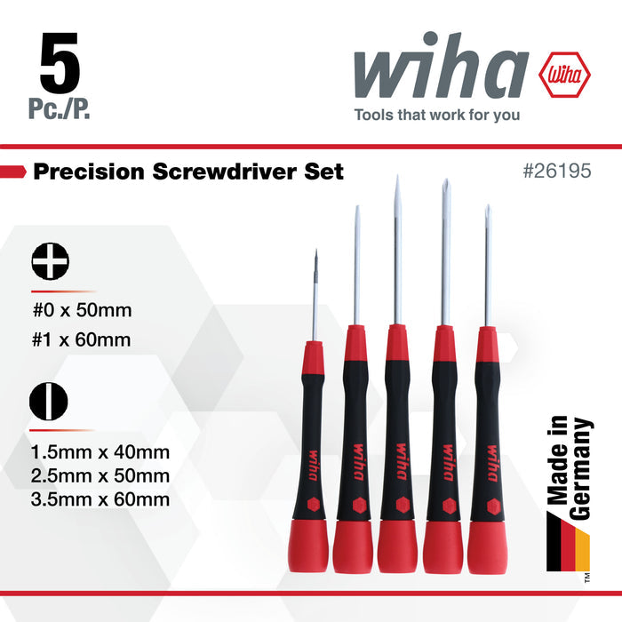 5 Piece PicoFinish Precision Slotted and Phillips Screwdriver Set