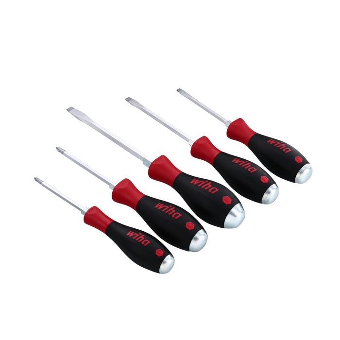 Wiha 53090 5 Piece SoftFinish XHeavy Duty Slotted and Phillips Screwdriver Set
