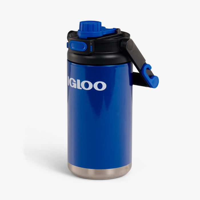 Angle View | Half-Gallon Hybrid Sports Jug::Blue::Leakproof lid