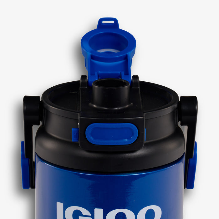 Lid View | Half-Gallon Hybrid Sports Jug::Blue::Push-button auto-chugger spout