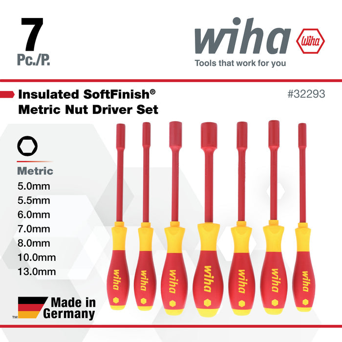 7 Piece Insulated SoftFinish Nut Driver Set - Metric