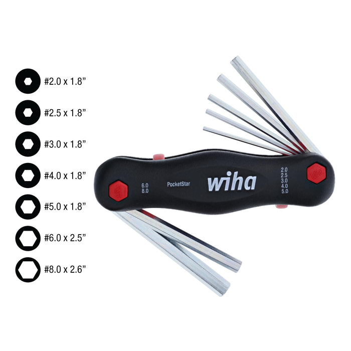 7 Piece PocketStar Fold-Out Hex Key Set - Metric