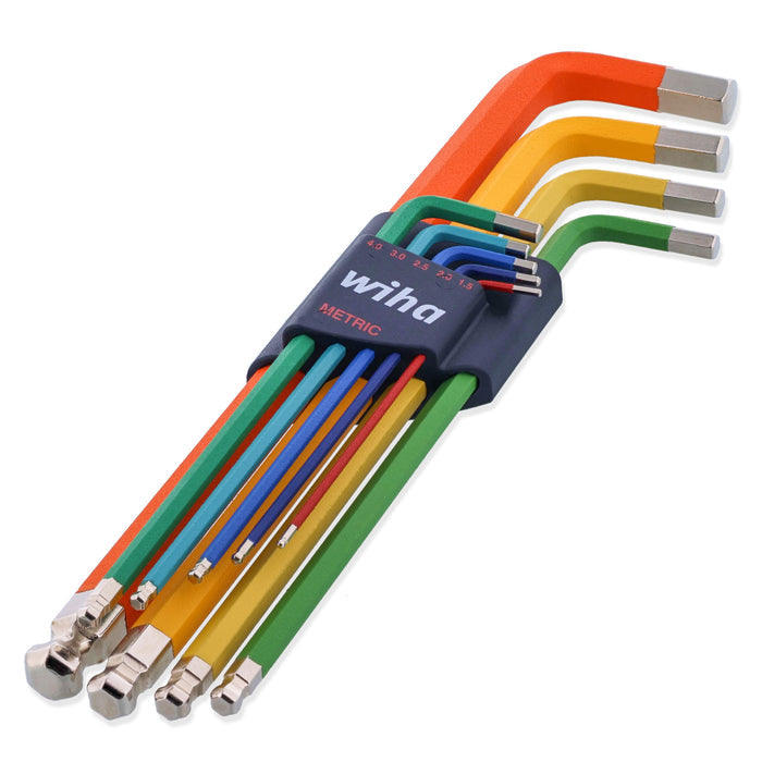 9 Piece Ball End Color Coded Hex L-Key Set - Metric