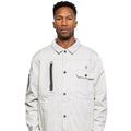 Male model wearing Anvil Chore Jacket in chalk colorway. @color_chalk