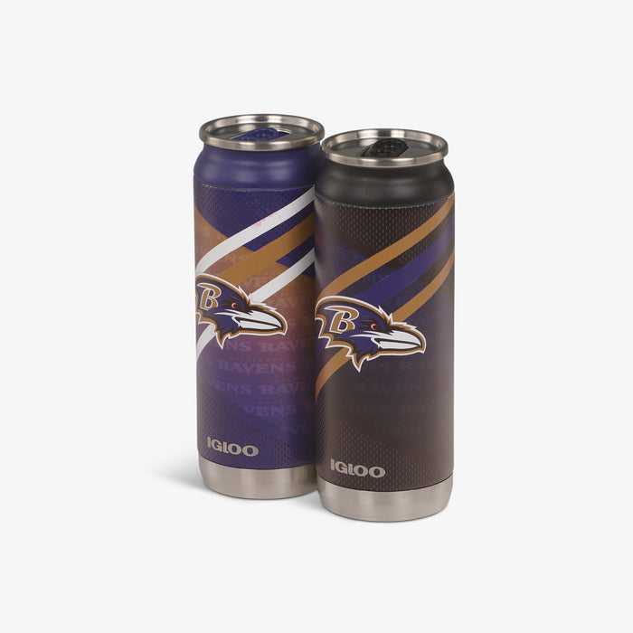 Angle View | Baltimore Ravens Home & Away 16 Oz Can 2-Pack::::Sliding mouth-opening tab
