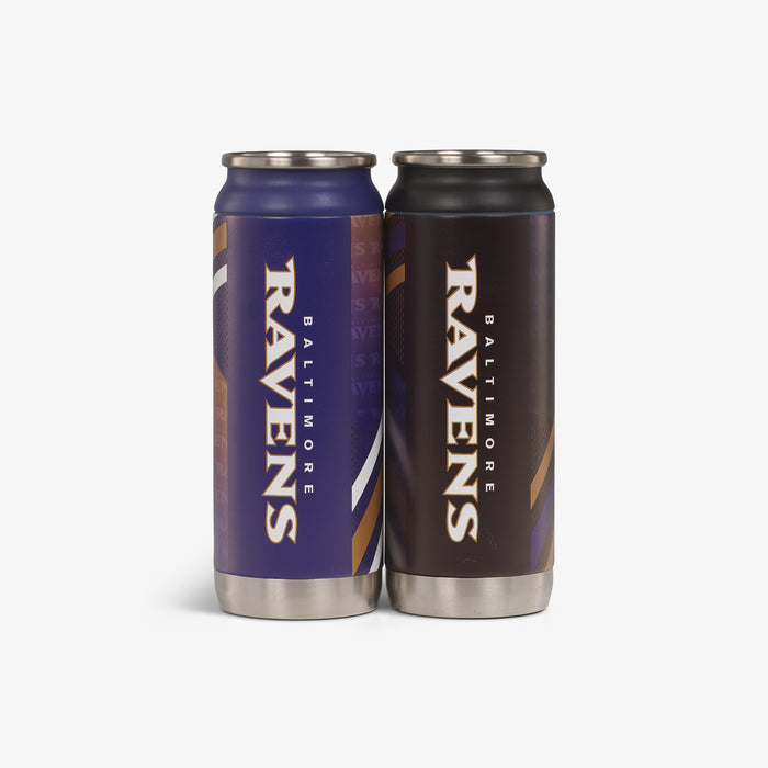 Back View | Baltimore Ravens Home & Away 16 Oz Can 2-Pack::::Durable stainless steel
