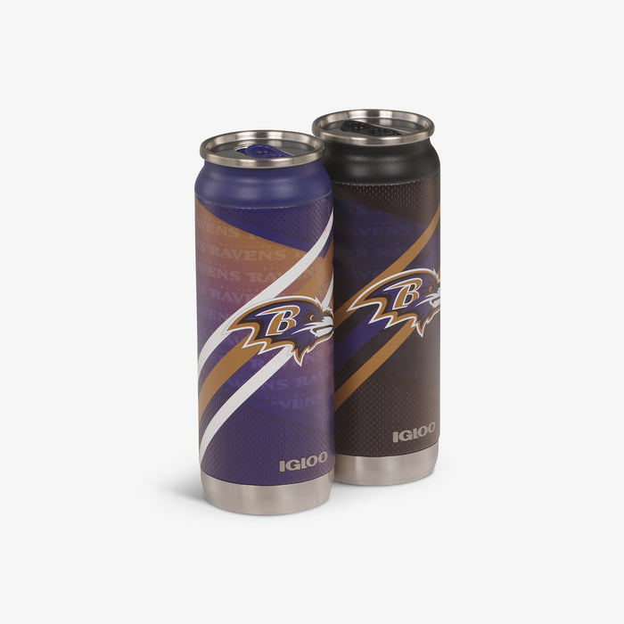 Angle View | Baltimore Ravens Home & Away 16 Oz Can 2-Pack::::Advanced hot & cold retention