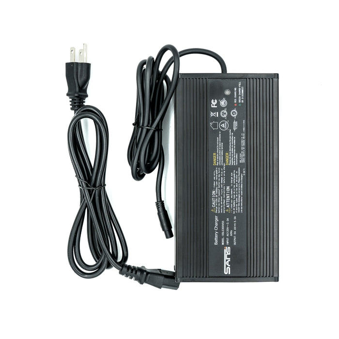 Battery Charger 48V 5A and cable on a white background.