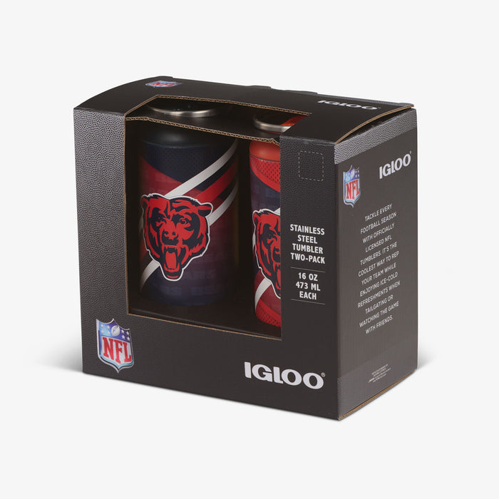 Packaging View | Chicago Bears Home & Away 16 Oz Can 2-Pack::::Built-in coaster