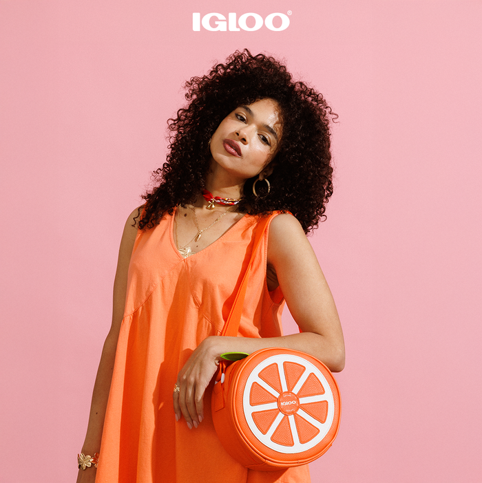 On Model View | Citrus Crossbody Cooler Bag::Orange::