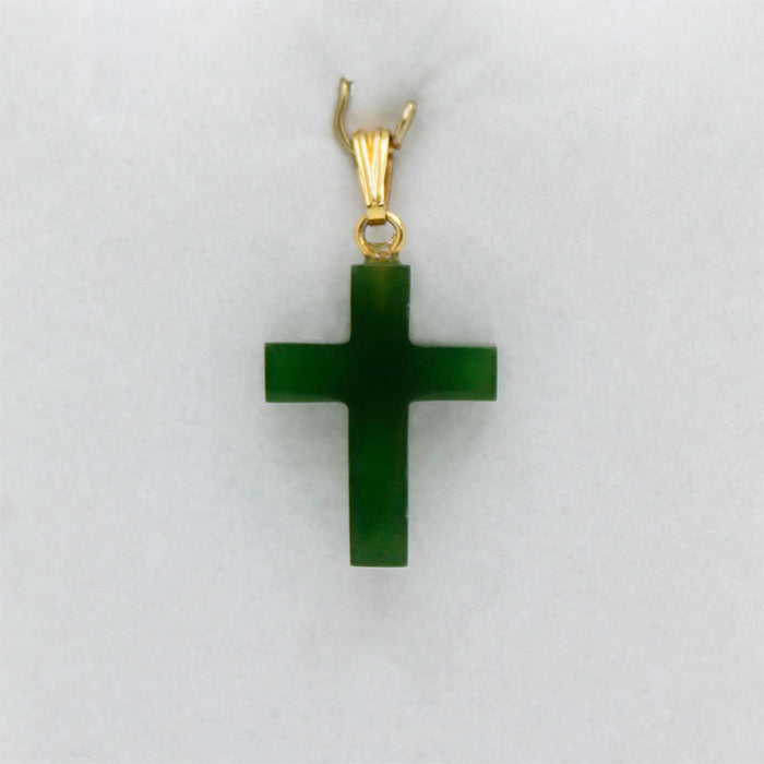 Cruz en Oro 18k y Piedra Jade