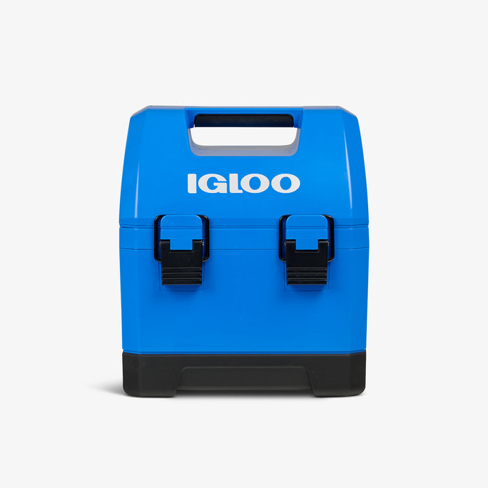 Front View | Gripper CoolBox 10 Qt Cooler::Sneaky Blue::Built-in gripper handle