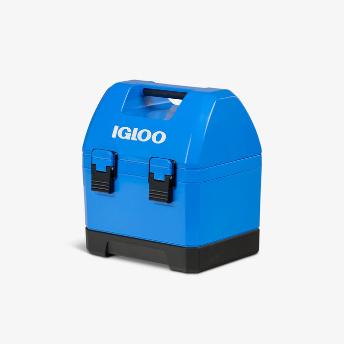 Angle View | Gripper CoolBox 10 Qt Cooler::Sneaky Blue::Toolbox-tough latches