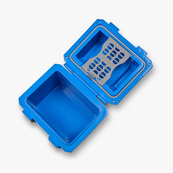 Interior View | Gripper CoolBox 10 Qt Cooler::Sneaky Blue::Insulated lid & body