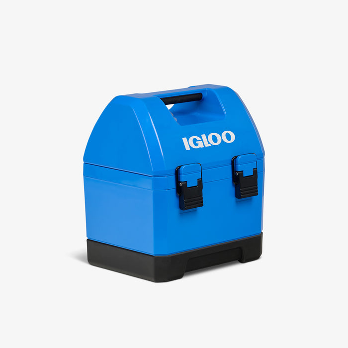 Angle View | Gripper CoolBox 10 Qt Cooler::Sneaky Blue::Rubberized base