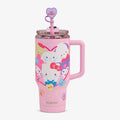 Front View | Hello Kitty® and Friends x Sweethearts® Candies 32 Oz Travel Mug::::Conversation heart straw topper