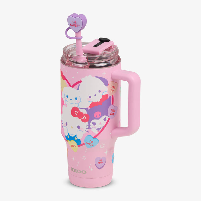 Angle View | Hello Kitty® and Friends x Sweethearts® Candies 32 Oz Travel Mug::::Matte 3D character print