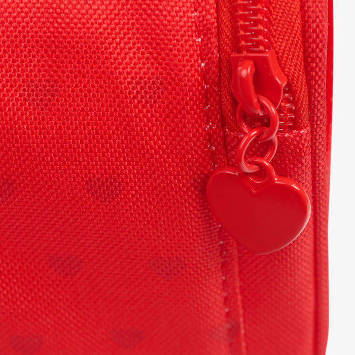 Zipper View | Hello Kitty® and Friends x Sweethearts® Candies Vertical Lunch Cooler::::Heart zipper pulls